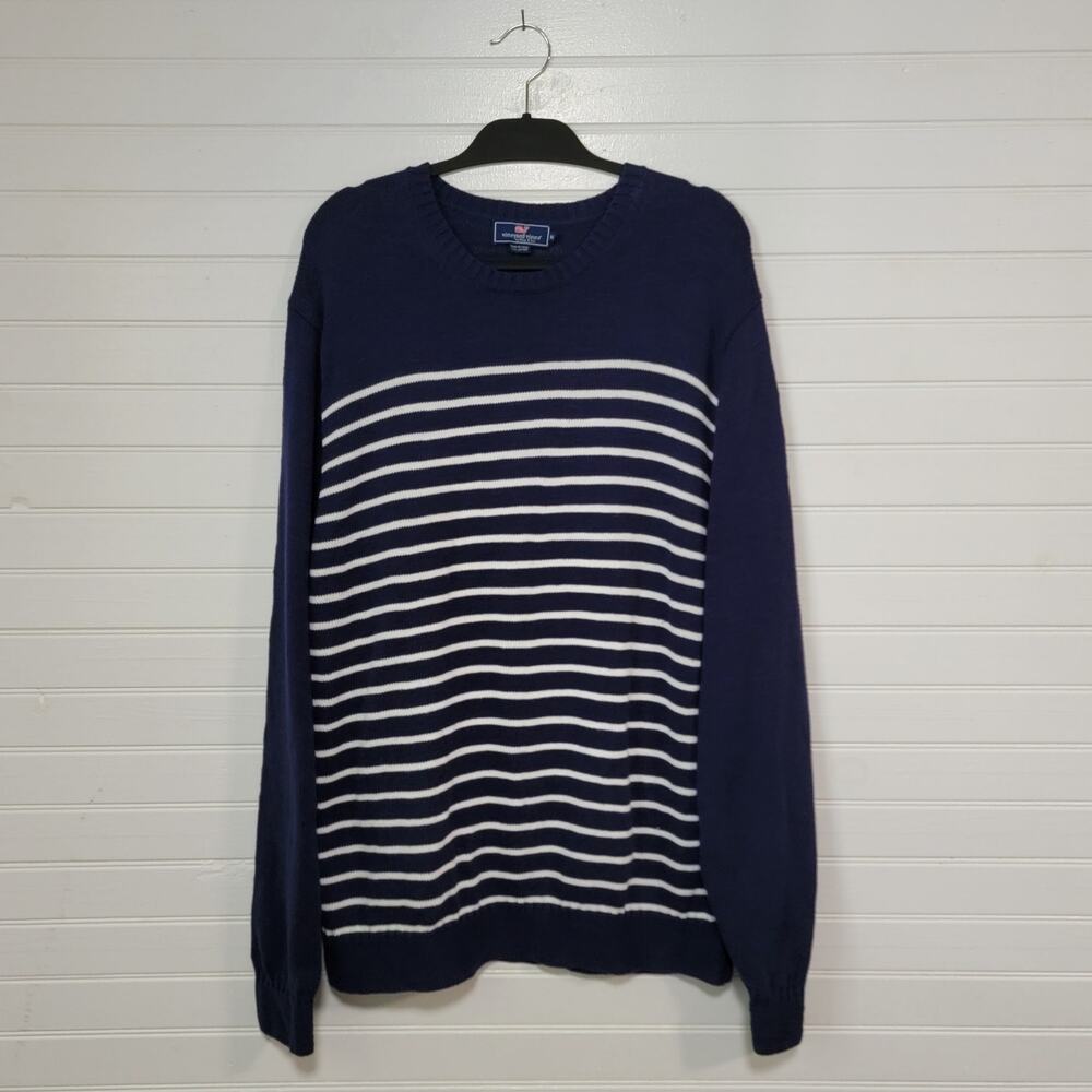 Vineyard Vines Size XL Oversized Striped Cotton Sweater Preppy Nautical Modern